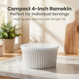 Load image into Gallery viewer, Ramekins with Lids,Set of 6 vertical striped willow cups with fresh-keeping lid, 3.75 inches, 4 inches, 4.7 inches,white, red, blue