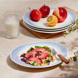 Load image into Gallery viewer, ONEMORE Ceramic Salad Plate Set (4 pieces),9.5-inch and 11 inch ingot reverse edge discs, available in two colors: blue and red