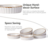 Load image into Gallery viewer, ONEMORE 4 oz Shallow Ramekins with Brown Rim, Speckled Fluted Ceramic Ramekins Oven Safe for Creme Brulee, Available in White, Black &amp; Bronze, Set of 6,Set of 8.