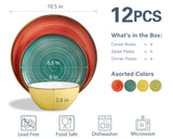 Load image into Gallery viewer, ONEMORE Plate and Bowl Set - Ceramic Utensils Set with Microwave Heating, Oven Heating, and Dishwasher Cleaning - Scratch resistant Ceramic Utensils, 4-person (12 pieces) - Available in Multiple Colors