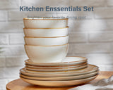 Load image into Gallery viewer, ONEMORE Ceramic Plate and Bowl Set 12pcs, 4-person cutlery set, scratch resistant, modern aesthetic cutlery set, creamy white
