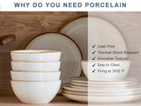 Load image into Gallery viewer, ONEMORE Ceramic Plate and Bowl Set 12pcs, 4-person cutlery set, scratch resistant, modern aesthetic cutlery set, creamy white