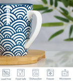 Load image into Gallery viewer, ONEMORE coffee cup set (4 pieces), 12 ounce ceramic coffee cup with handle, blue, suitable for latte, cappuccino, tea, cocoa, microwave heating, dishwasher washable, scratch resistant