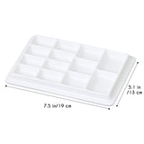 Load image into Gallery viewer, 11.5-inch rectangular color palette with 14 compartments and plastic cover - ceramic color palette, white