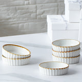 Load image into Gallery viewer, ONEMORE 4 oz Shallow Ramekins with Brown Rim, Speckled Fluted Ceramic Ramekins Oven Safe for Creme Brulee, Available in White, Black &amp; Bronze, Set of 6,Set of 8.