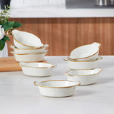Load image into Gallery viewer, 8pcs Oval Au Gratin Baking Dish, Ceramic Baking Dishes, Small Casserole Dish With Handle,,5.25 egg-shaped Baking Serving Dish For Casserole, Cakes, Dishwasher Oven Safe, ServingElegant Mini Individual Casserole Dishes Straight From Oven To Table.