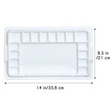 Load image into Gallery viewer, 11.5-inch rectangular color palette with 14 compartments and plastic cover - ceramic color palette, white