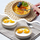 Load image into Gallery viewer, ONEMORE 4 oz Shallow Ramekins with Brown Rim, Speckled Fluted Ceramic Ramekins Oven Safe for Creme Brulee, Available in White, Black &amp; Bronze, Set of 6,Set of 8.