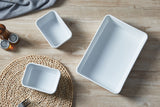 Load image into Gallery viewer, ONEMORE Baking 3PCS dishes for Oven,No handle, large white striped baking tray,baking bowl setSet