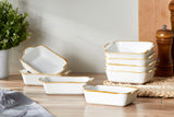 Load image into Gallery viewer, 8pcs Ceramic Baking Dishes, Small Casserole Dish With Handle, Porcelain Bakeware Sets,5.25"Rectangular Baking Serving Dish For Casserole, Cakes, Dishwasher Oven Safe, Serving Elegant Mini Individual Casserole Dishes Straight From Oven To Table.