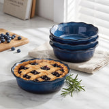 Load image into Gallery viewer, ONEMORE 6 Inch Ceramic Mini Pie Pans Set of 4, Deep Dish Pie Plates with Fluted Edges, Blue Gradient Small Baking Dishes for Pot Pies, Quiche, Tarts and Individual Desserts, Oven Safe