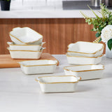 Load image into Gallery viewer, 8pcs Ceramic Baking Dishes, Small Casserole Dish With Handle, Porcelain Bakeware Sets,5.25"Rectangular Baking Serving Dish For Casserole, Cakes, Dishwasher Oven Safe, Serving Elegant Mini Individual Casserole Dishes Straight From Oven To Table.