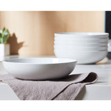 Load image into Gallery viewer, ONEMORE porcelain 6PCS CERAMIC BOWLS,salad pasta bowl, 8.25 x 2 inches in size.,shallow and wide mouthed dish set, white.