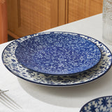 Load image into Gallery viewer, ONEMore Ceramic Salad Plate Set (6 pieces), 10 inch Plate - Ceramic Pastry Plate for Microwave Oven - Japanese Art Style, Scratch Resistant, Durable - Retro Blue