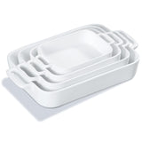 Load image into Gallery viewer, ONEMORE Thick Sturdy Ceramic Casserole Dish Set (4-Piece Rectangular Kitchenware), Non-Stick Oven-Safe Lasagna Pans with Handles, Microwave &amp; Dishwasher Safe (3.8/2.6/1.7/1.1 Qt, White 01) for Baking, Roasting