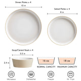 Load image into Gallery viewer, 12-Piece Cream Solid Color Vertical Edge Tableware Set – Minimalist, casual, dishwasher-safe, heat-resistant. Perfect for family gatherings &amp; housewarmings