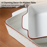 Load image into Gallery viewer, ONEMORE Thick Sturdy Ceramic Casserole Dish Set (4-Piece Rectangular Kitchenware), Non-Stick Oven-Safe Lasagna Pans with Handles, Microwave &amp; Dishwasher Safe (3.8/2.6/1.7/1.1 Qt, White 01) for Baking, Roasting