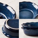 Load image into Gallery viewer, ONEMORE 6 Inch Ceramic Mini Pie Pans Set of 4, Deep Dish Pie Plates with Fluted Edges, Blue Gradient Small Baking Dishes for Pot Pies, Quiche, Tarts and Individual Desserts, Oven Safe