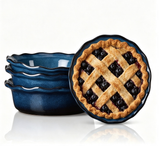 Load image into Gallery viewer, ONEMORE 6 Inch Ceramic Mini Pie Pans Set of 4, Deep Dish Pie Plates with Fluted Edges, Blue Gradient Small Baking Dishes for Pot Pies, Quiche, Tarts and Individual Desserts, Oven Safe