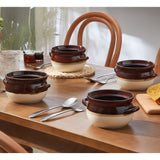 Load image into Gallery viewer, ONEMORE French Onion Soup Bowls, OvenSafe Soup Crocks with Handles, 28 oz- LargeCeramic Bowls for Chili, Beef Stew, Cereal, PotPies,casseroles-Farmhouse Style Microwave &amp;Dishwasher Safe Set of 4