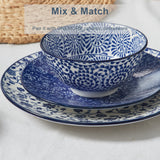 Load image into Gallery viewer, ONEMore Ceramic Salad Plate Set (6 pieces), 10 inch Plate - Ceramic Pastry Plate for Microwave Oven - Japanese Art Style, Scratch Resistant, Durable - Retro Blue