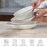Load image into Gallery viewer, ONEMORE Serving Bowls and Platters Set of 3 - Ceramic Oval Serving Dishes for Pasta, Salad, Soup, Fruit - Perfect for Entertaining, Parties, Housewarming, Wedding, and Gifts - White