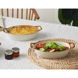 Load image into Gallery viewer, Baked baking tray, oval ceramic baking tray with handle