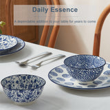 Load image into Gallery viewer, ONEMore Ceramic Salad Plate Set (6 pieces), 10 inch Plate - Ceramic Pastry Plate for Microwave Oven - Japanese Art Style, Scratch Resistant, Durable - Retro Blue