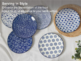 Load image into Gallery viewer, ONEMore Ceramic Salad Plate Set (6 pieces), 10 inch Plate - Ceramic Pastry Plate for Microwave Oven - Japanese Art Style, Scratch Resistant, Durable - Retro Blue