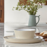 Load image into Gallery viewer, 12-Piece Cream Solid Color Vertical Edge Tableware Set – Minimalist, casual, dishwasher-safe, heat-resistant. Perfect for family gatherings &amp; housewarmings