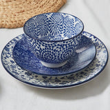 Load image into Gallery viewer, 12-piece set of blue printed tableware (6-style mixed set), suitable for family dinners - microwave-safe, dishwasher-safe, oven-safe, large-capacity kitchen bowl, scratch-resistant - vintage blue and white color scheme