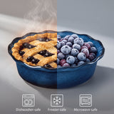 Load image into Gallery viewer, ONEMORE 6 Inch Ceramic Mini Pie Pans Set of 4, Deep Dish Pie Plates with Fluted Edges, Blue Gradient Small Baking Dishes for Pot Pies, Quiche, Tarts and Individual Desserts, Oven Safe