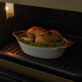 Load image into Gallery viewer, Baked baking tray, oval ceramic baking tray with handle