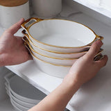Load image into Gallery viewer, Baked baking tray, oval ceramic baking tray with handle
