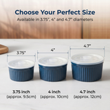 Load image into Gallery viewer, Ramekins with Lids,Set of 6 vertical striped willow cups with fresh-keeping lid, 3.75 inches, 4 inches, 4.7 inches,white, red, blue
