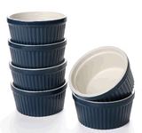 Load image into Gallery viewer, Ramekins with Lids,Set of 6 vertical striped willow cups with fresh-keeping lid, 3.75 inches, 4 inches, 4.7 inches,white, red, blue