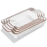 Load image into Gallery viewer, ONEMORE Thick Sturdy Ceramic Casserole Dish Set (4-Piece Rectangular Kitchenware), Non-Stick Oven-Safe Lasagna Pans with Handles, Microwave &amp; Dishwasher Safe (3.8/2.6/1.7/1.1 Qt, White 01) for Baking, Roasting