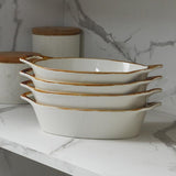 Load image into Gallery viewer, Baked baking tray, oval ceramic baking tray with handle