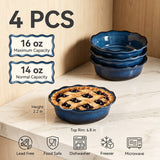 Load image into Gallery viewer, ONEMORE 6 Inch Ceramic Mini Pie Pans Set of 4, Deep Dish Pie Plates with Fluted Edges, Blue Gradient Small Baking Dishes for Pot Pies, Quiche, Tarts and Individual Desserts, Oven Safe