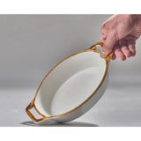 Load image into Gallery viewer, Baked baking tray, oval ceramic baking tray with handle