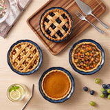 Load image into Gallery viewer, ONEMORE 6 Inch Ceramic Mini Pie Pans Set of 4, Deep Dish Pie Plates with Fluted Edges, Blue Gradient Small Baking Dishes for Pot Pies, Quiche, Tarts and Individual Desserts, Oven Safe