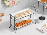 Load image into Gallery viewer, ONEMORE 2-Tier Large Tray -  Food Display Stand with Rectangular Ceramic Platter